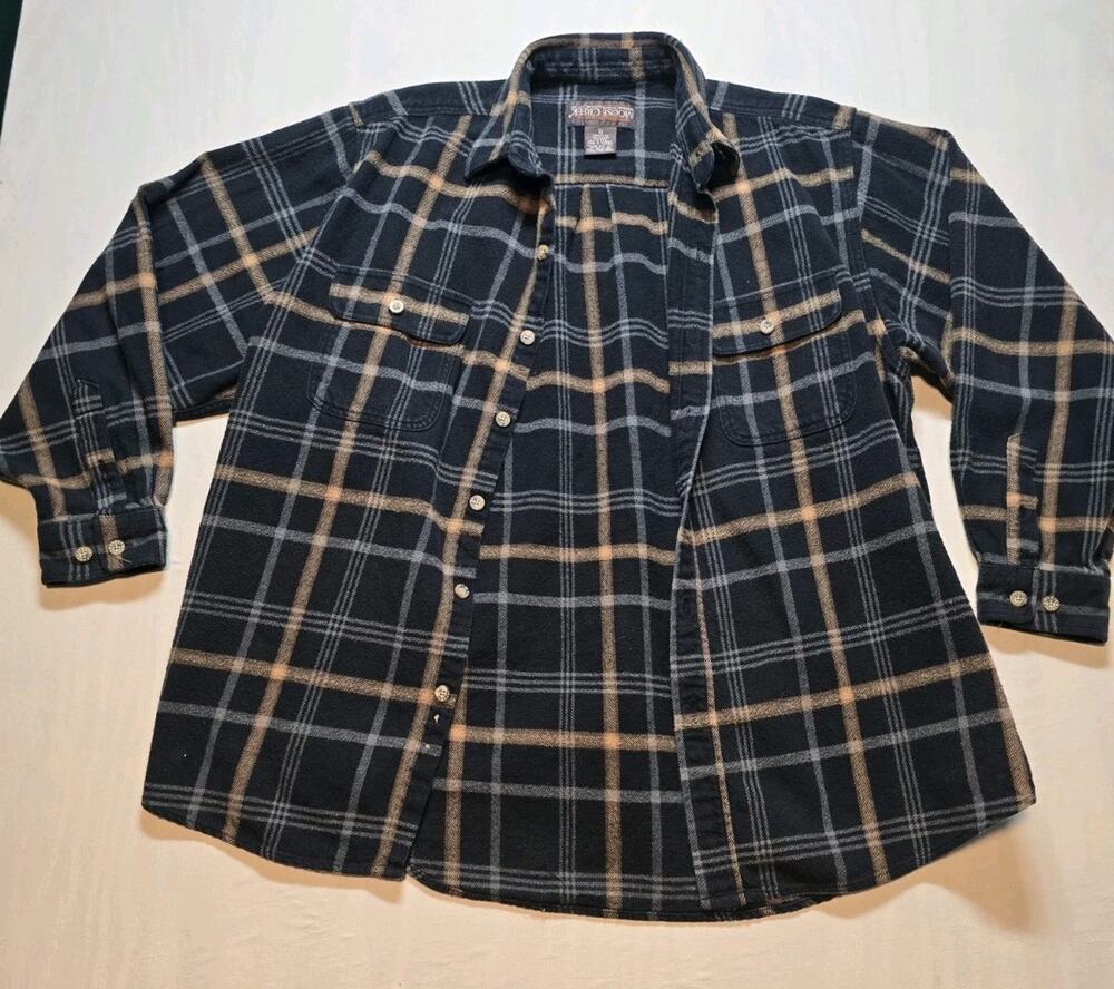 Moose Creek Men's Blue + Black Flannel Button Down XL